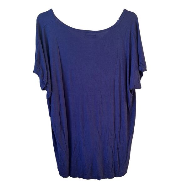 Michael Lauren Navy Blue Kareem Draped V Neck Pocket Tee large NWT - Picture 2 of 5